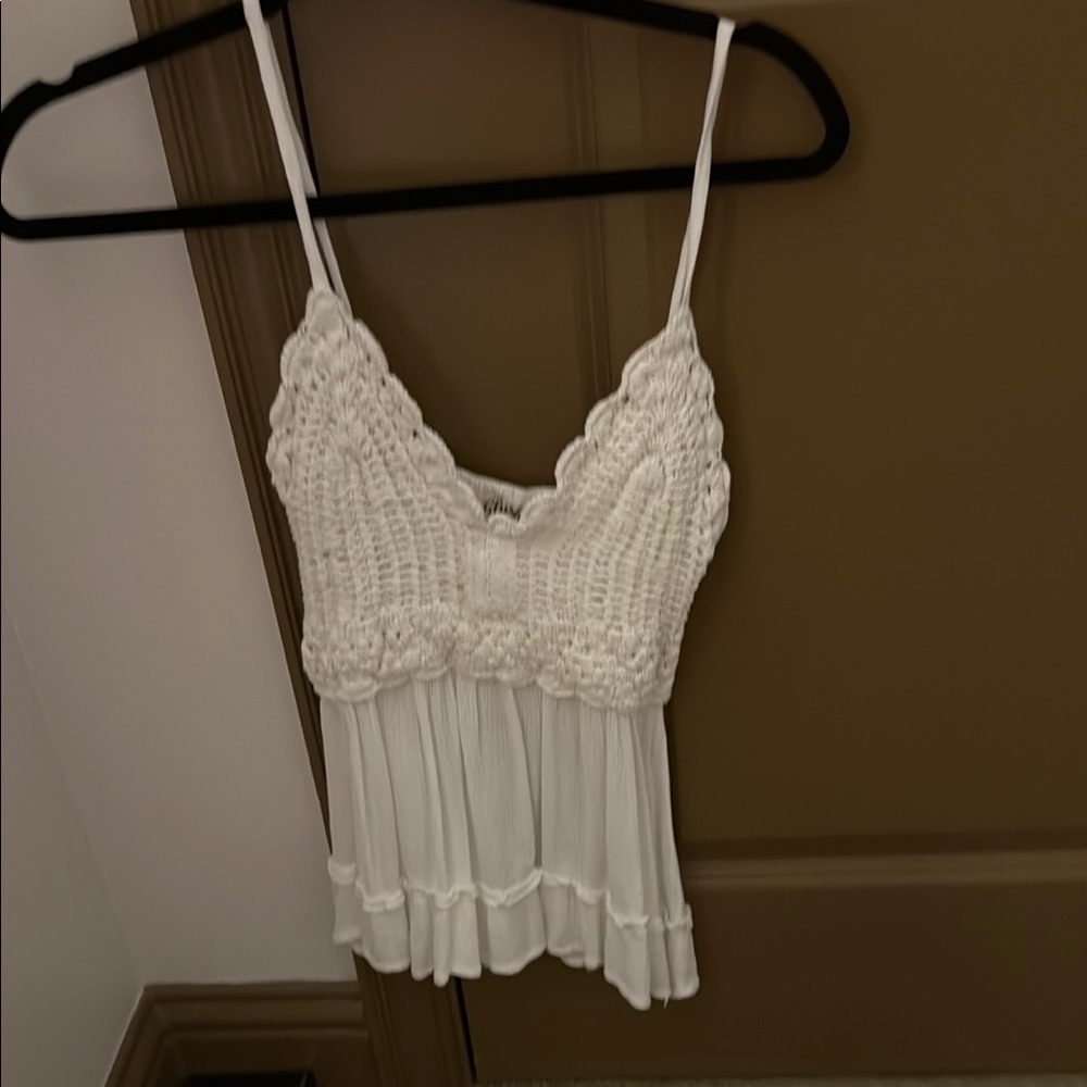 Blush White Crochet Camisole Top